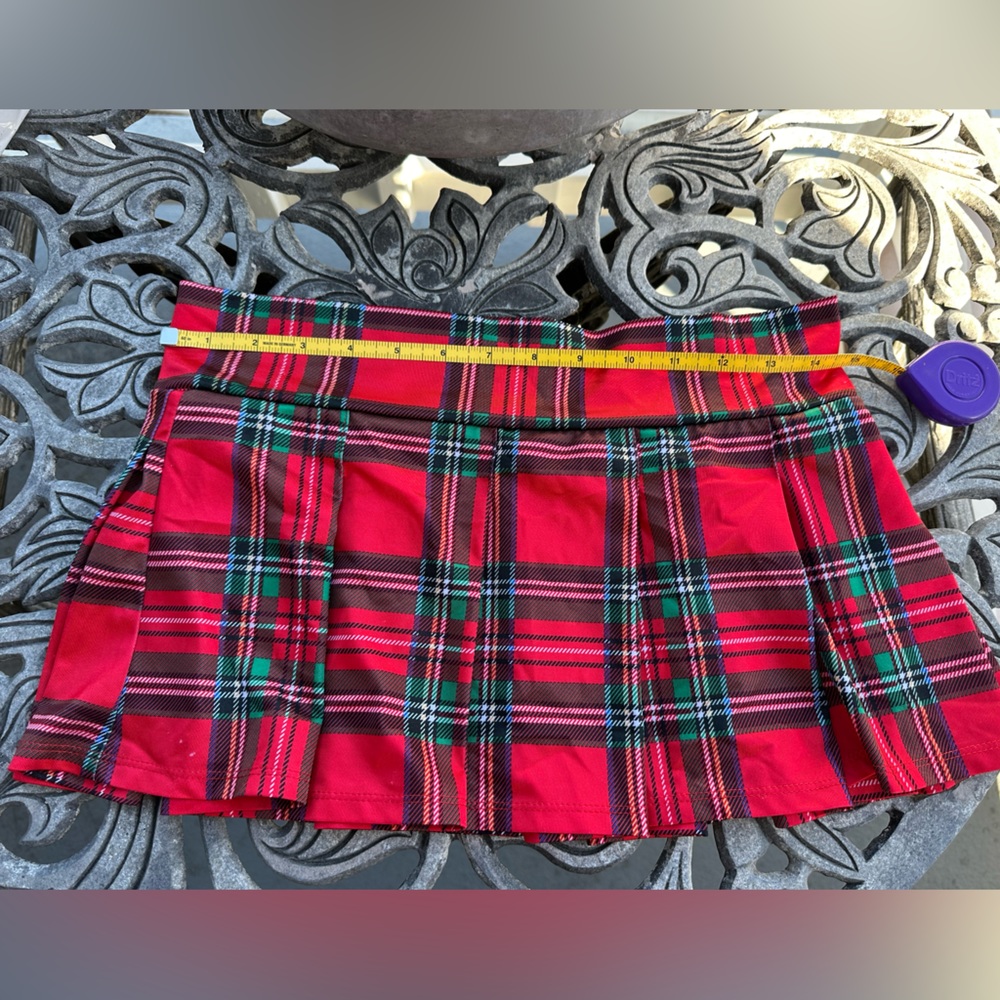 Red Plaid Pleated Mini Skirt size S/M